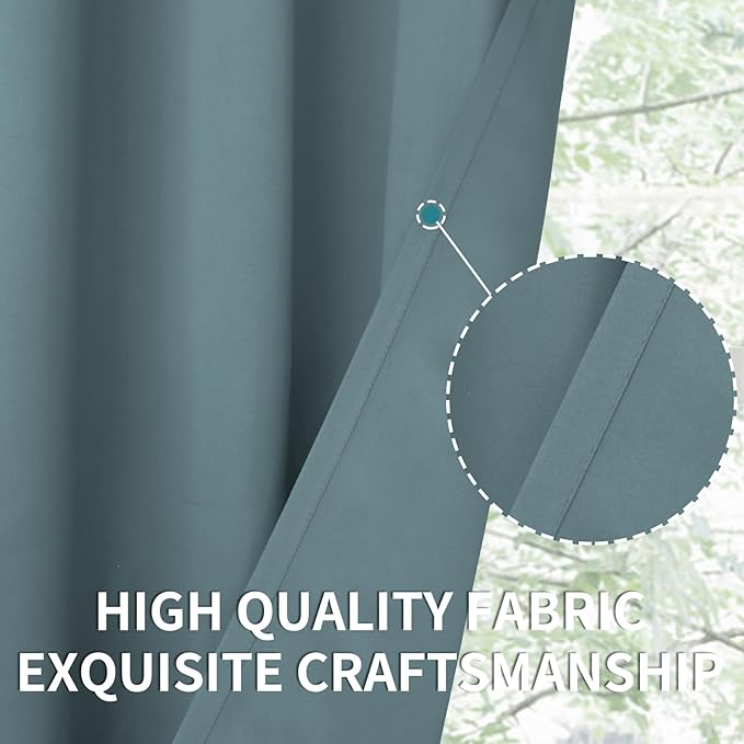 BGment Room Darkening Curtains 45 Inches Long - Grommet Thermal Insulated Drapes Window Treatment Curtains for Bedroom, 2 Panels, 52 x 45 Inch, Stone Blue