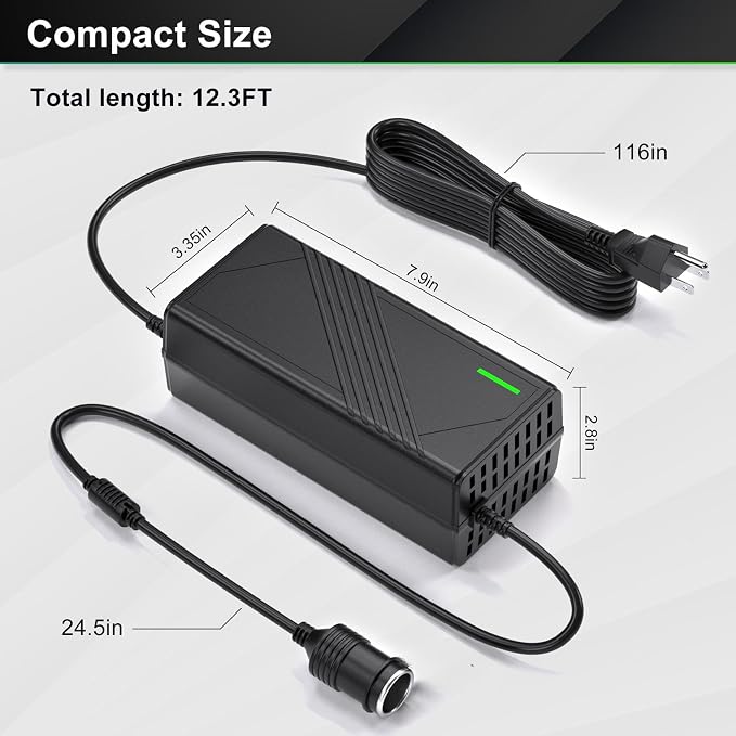 AC to DC Converter 20A/240W/12.36FT 110V-240V to 12V | Car Cigarette Lighter - Image 6