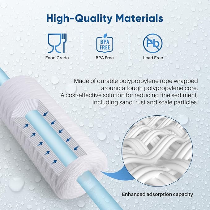 PUREPLUS 5 Micron 10 x 4.5 Whole House String Wound Sediment Filter - Image 4