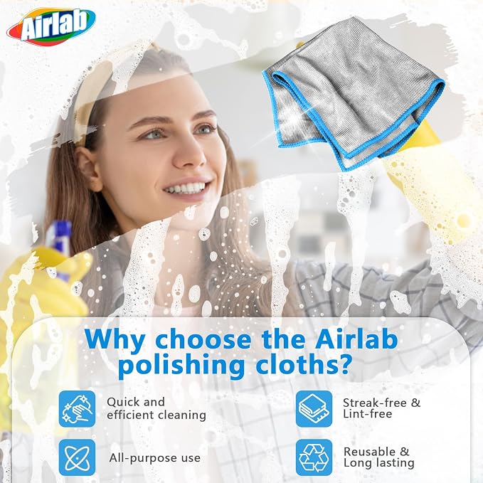 Airlab Glass Polishing Cloth Streak Free Miracle Cleaning Cloth Lint Free - Image 3