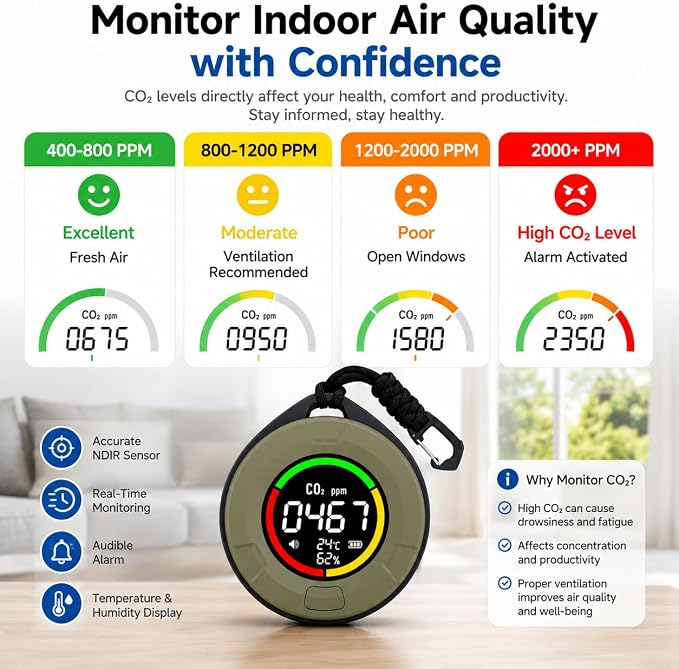 Portable CO2 Detector, Indoor Air Quality Monitor - Image 4