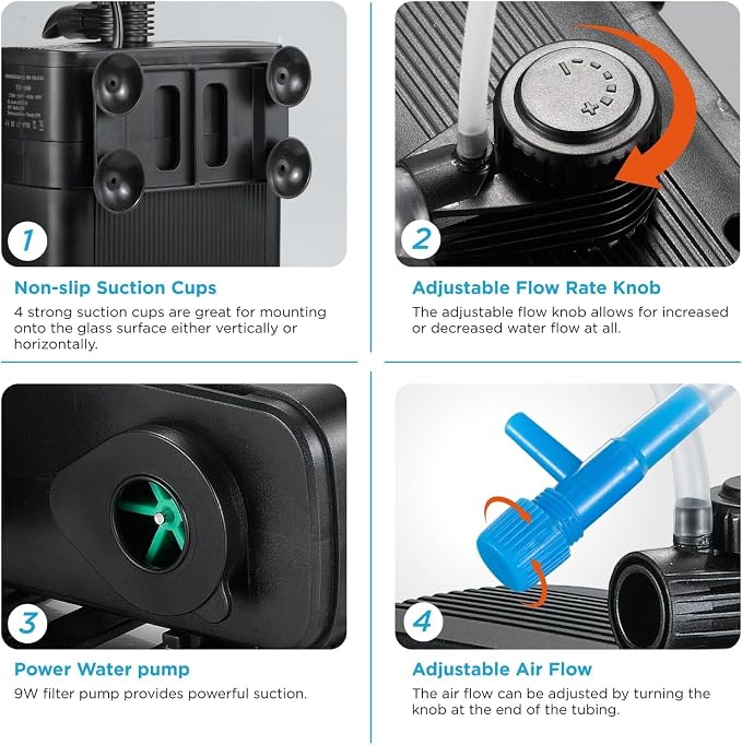Internal Fish Tank Filter with 5W UV Light, Adjustable Water Flow Submersible - Image 4