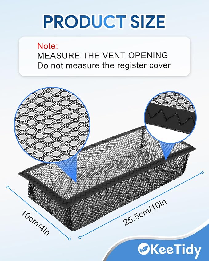 4" x 10" Floor Vent Screen Net, Air Vent Screen Filter Mesh Catches Toys Snacks - Image 8