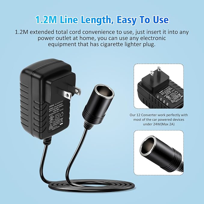 110v to 12v converter, Car Cigarette Lighter Adapter - Image 5