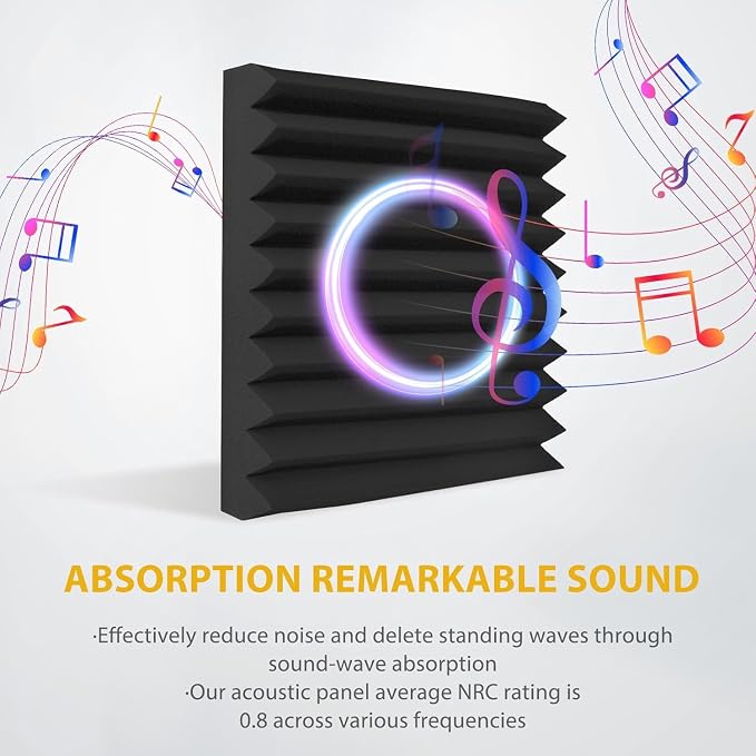 98 Pack Acoustic Foam Panels, Noise Cancelling Dampening Sound Absorbing Black - Image 3