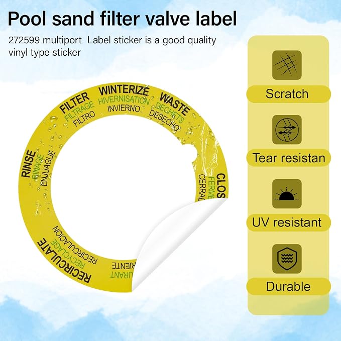 272599 Sand Filter Valve Label for Pentair Tagelus Top Mount Valve Label - Image 3