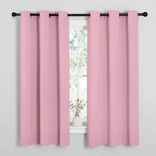 NICETOWN Room Darkening Curtains for Kitchen, Rouge Pink, Set of 2, 42 inches Wide by 50 inches Long, Window Treatment Thermal Insulated Solid Grommet Room Darkening Curtains/Drapes for Bedroom