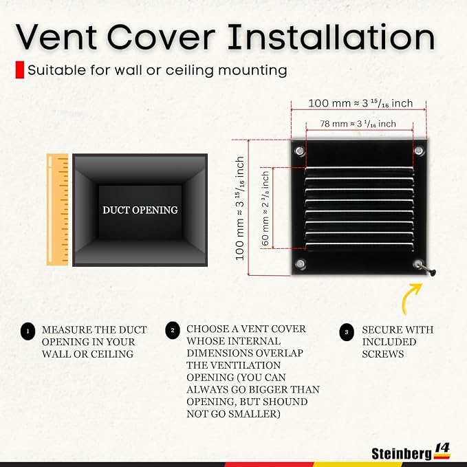 Steinberg14 Black Vent Cover 2x2 - Image 5