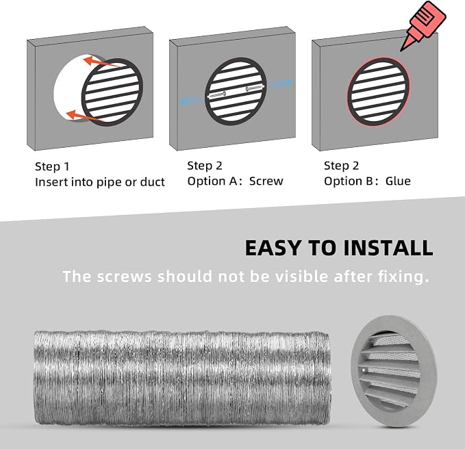 FRESH SPEED 6 inch Grey Round Metal Air Vent - Image 6