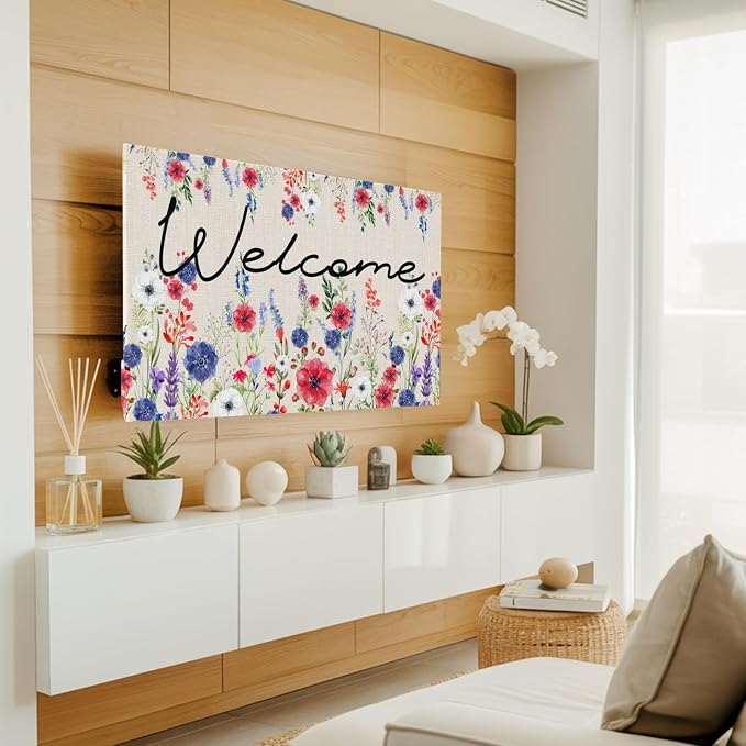Watercolor Garden Poppy Floral Indoor TV Cover, Elastic TV Screen Protector - Image 3