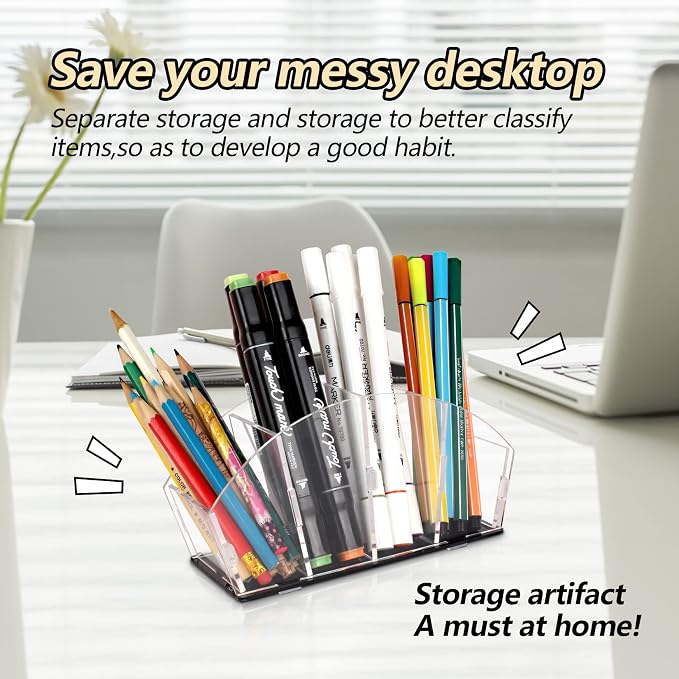 TV Remote Control Holder Organizer Acrylic 4 Compartments, Assembly Makeup - Image 5
