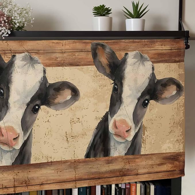 Farmhouse Cow Curtain Valances for Windows, Kitchen Valance Window Treatment - Image 7