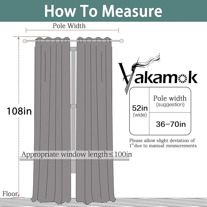 Yakamok Lilac Room Darkening Thermal Insulated with Grommet Blackout Curtains for Bedroom, 52Wx108L inch,2 Panels