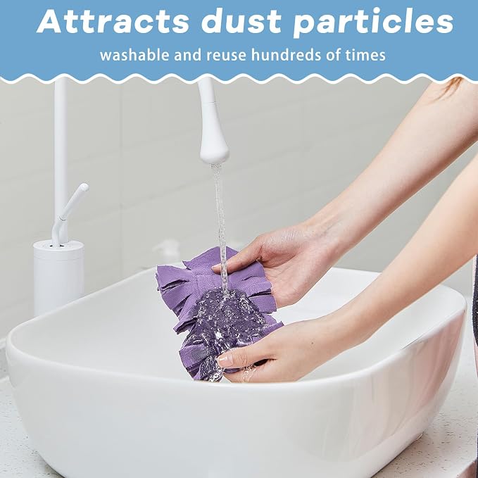 Zubebe 12 Pcs Duster Refill Reusable Fleece Duster Refills Feather Flat Dusters - Image 5