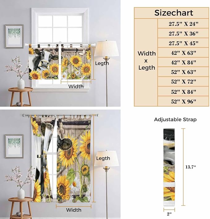 Retro Farmhouse Flower Bedroom Curtains 72 Inch Length, Window Curtains Tab Top - Image 8