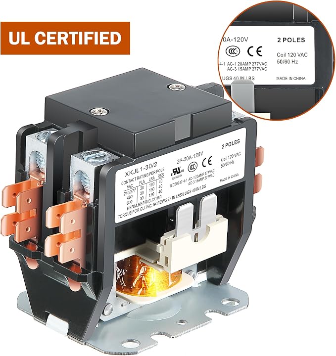 Dreyoo 2 Pack Carrier HVAC Motor Contactor, 120V 30 Amp Coil 2 Pole Replacement - Image 6