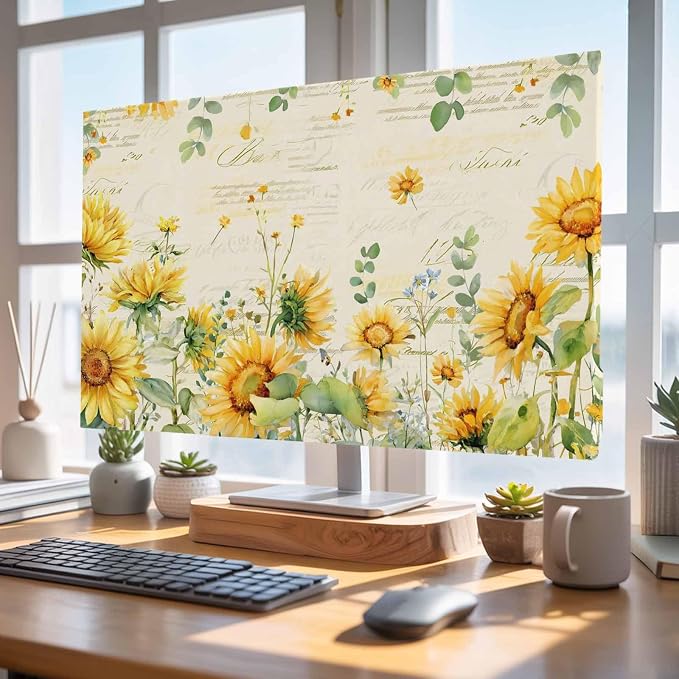 Farmhouses Sunflowers Eucalyptus Leaves Indoor TV Cover, Elastic TV Screen - Image 4