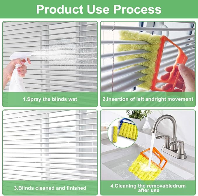 4 Pack Window Blind Cleaner Duster Tool, 7 Finger Venetian Scrub Brush - Image 5