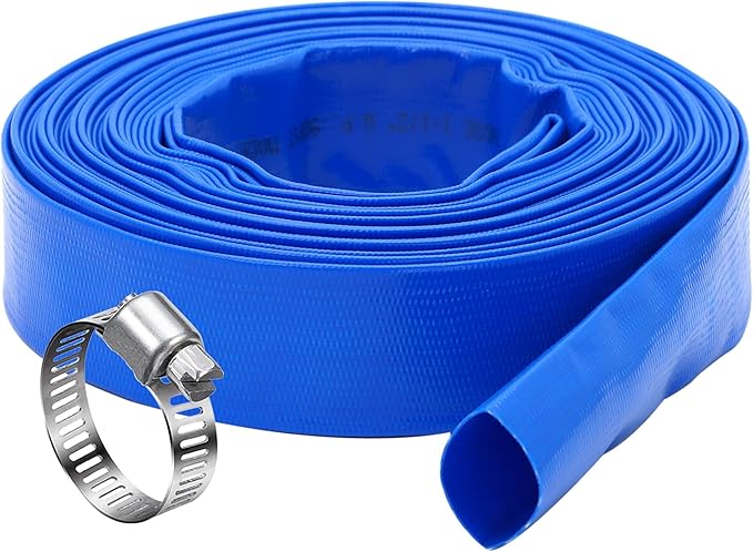 DAVCO 1.25" x 50 ft Pool Backwash Hose, Heavy Duty Reinforced Blue PVC Lay Flat by DAVCO