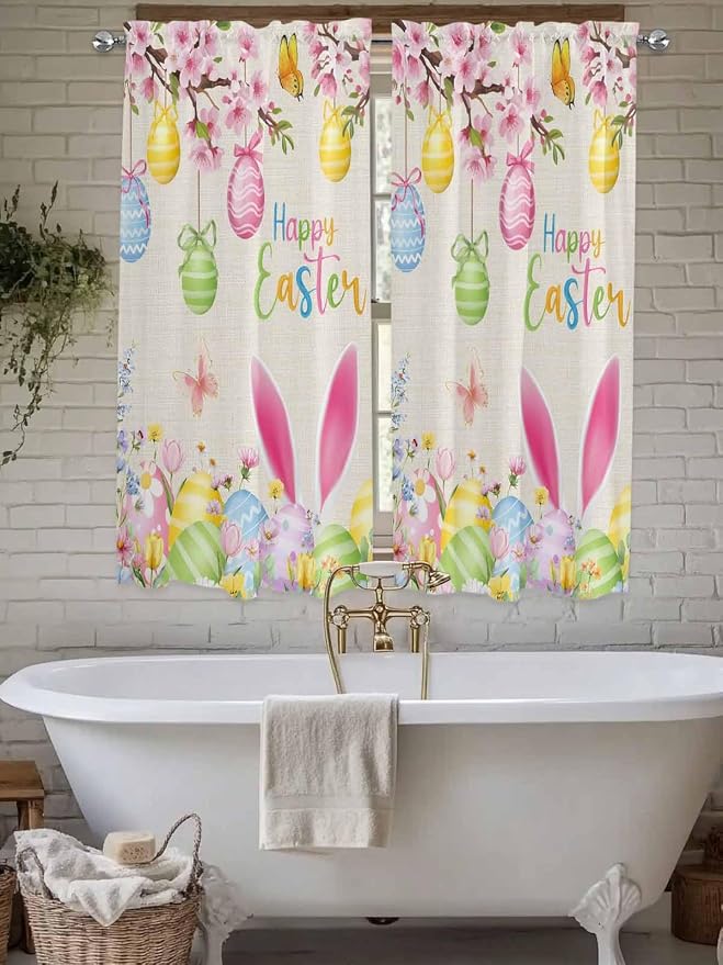 Happy Easter Living Room Curtains 72 Inches length, Spring Farmhouse Bunny Eggs - Image 7