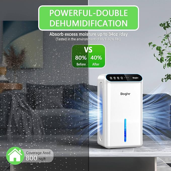 Dehumidifier for Home up to 1000 sq.ft, 98oz Small Quiet Dehumidifier - Image 3