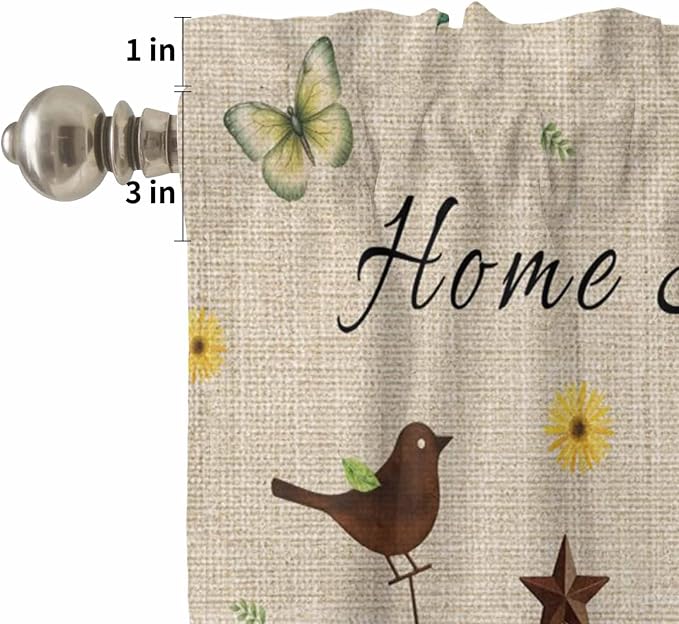 Kitchen Curtains Tiers and Valance Set of 3, Sunflowers Dog Light Filtering - Image 5