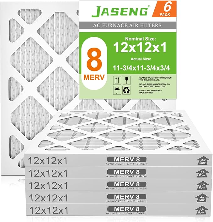 12x12x1 AC Furnace Air Filters, MERV 8 Dust Defense, JASENG MPR 600 Pleated by NewFilter