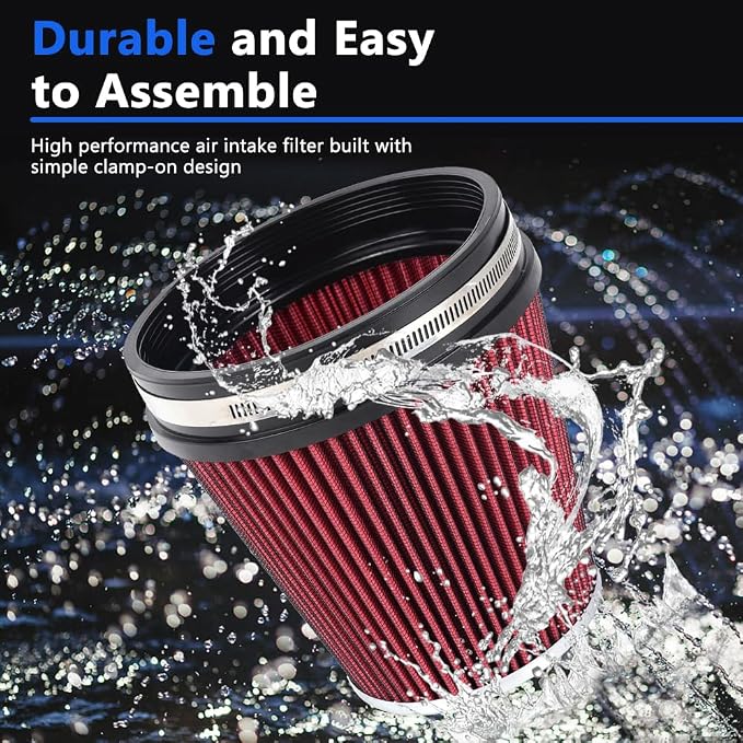 6" 152 mm High Flow Inlet Air Filter, Air Intake Cone Filter Replacement - Image 4