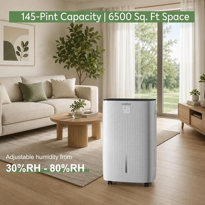 Waykar 145 Pints 6, 500 Sq. Ft High Efficiency Dehumidifier - Image 3