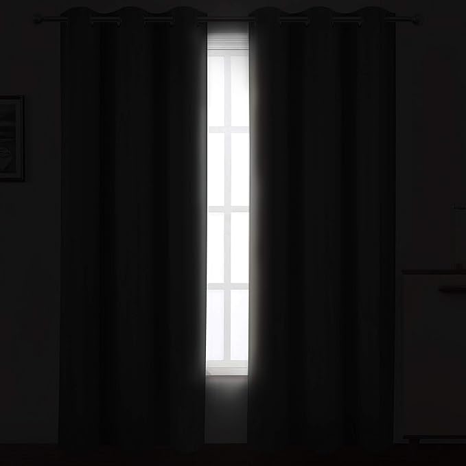 LEMOMO Frost Grey Thermal Blackout Curtains/42 x 95 Inch/Set of 2 Panels Room Darkening Curtains for Bedroom