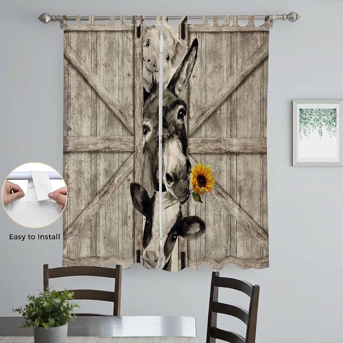 Funny Farm Animals Living Room Curtains 96 Inch Length, Window Curtains Tab Top - Image 4
