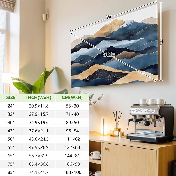 Watercolor Vintage Mountain Shape Indoor TV Cover, Elastic TV Screen Protector - Image 3