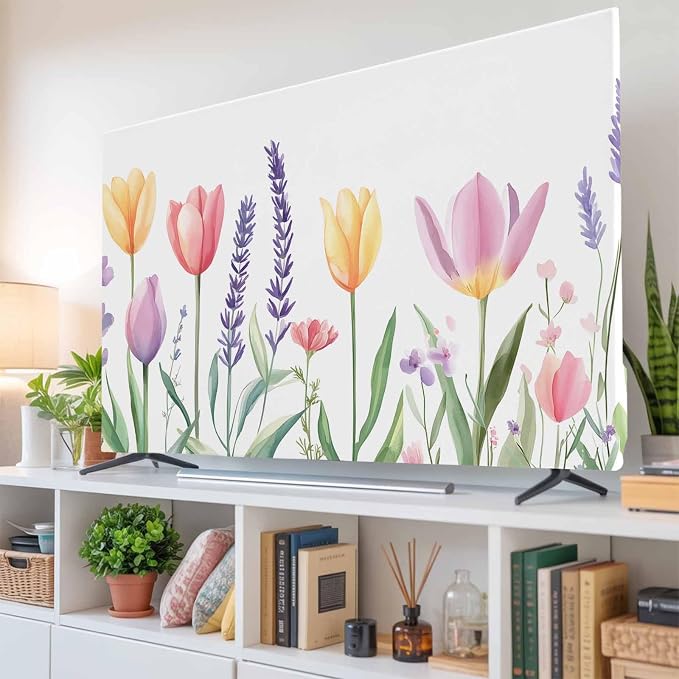 Spring Tulip Flower Indoor TV Cover, Elastic TV Screen Protector Botanical - Image 6