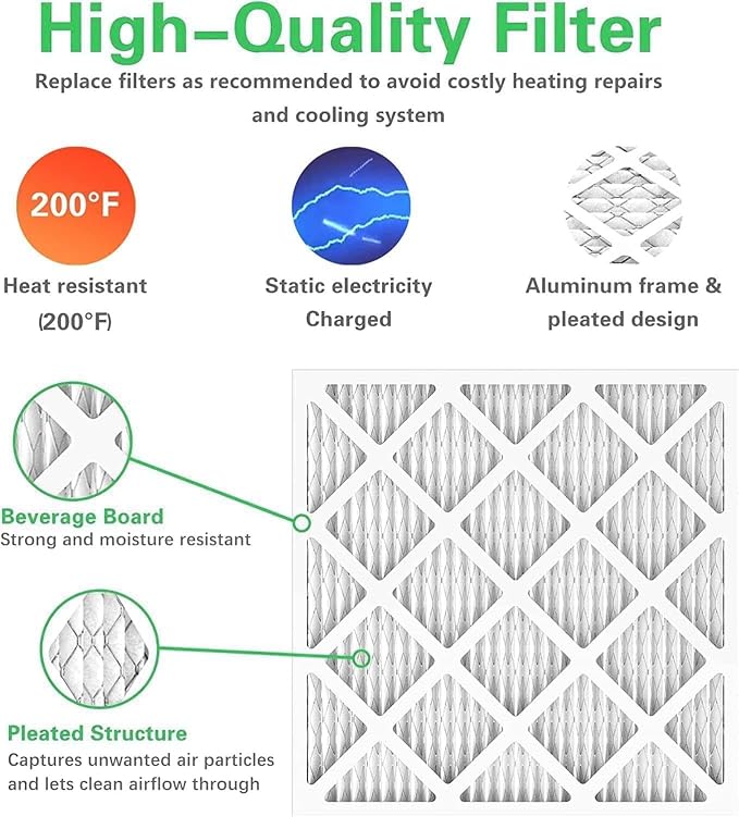 10x10x1 Furnace Air Filters 4 Pack, MERV 8 MPR 600 & FPR 5 Filtering, HVAC Air - Image 4