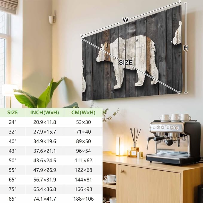 Bear Shadow Animal Portrait Indoor TV Cover, Elastic TV Screen Protector - Image 3