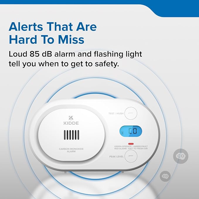 Kidde Carbon Monoxide Detector, AA Battery Powered, Digital Backlit Display - Image 8