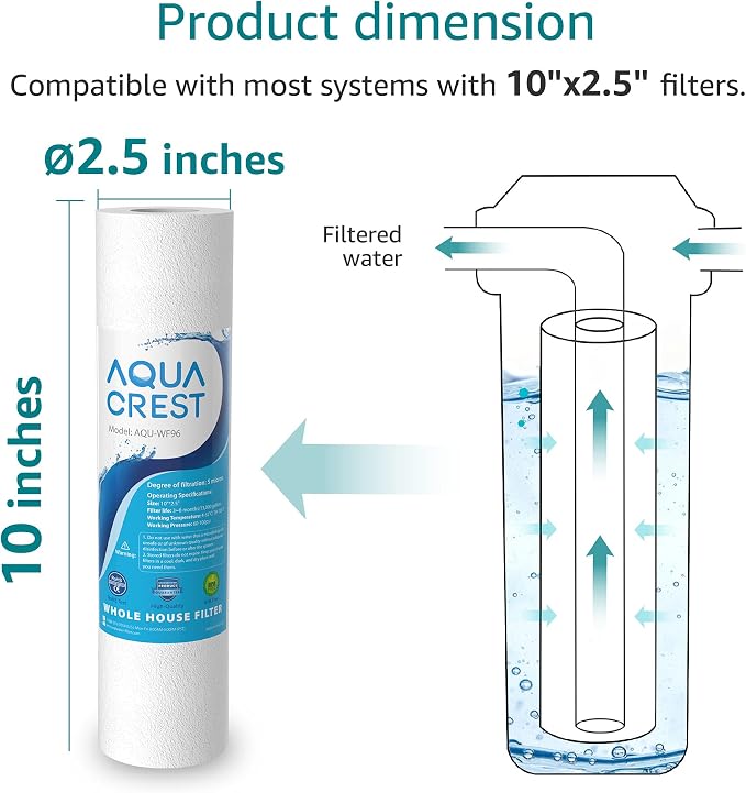 AQUA CREST AP110 Whole House Water Filter, Sediment Filter, 5 Micron, - Image 5