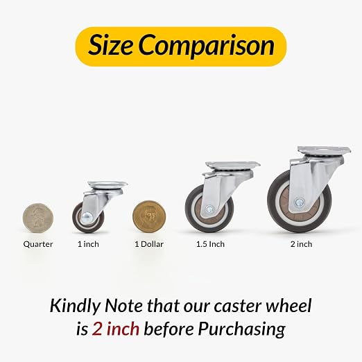 HOLKIE Caster Wheels 2 inch, Heavy Duty Furniture Casters Set of 4, Rubber - Image 3
