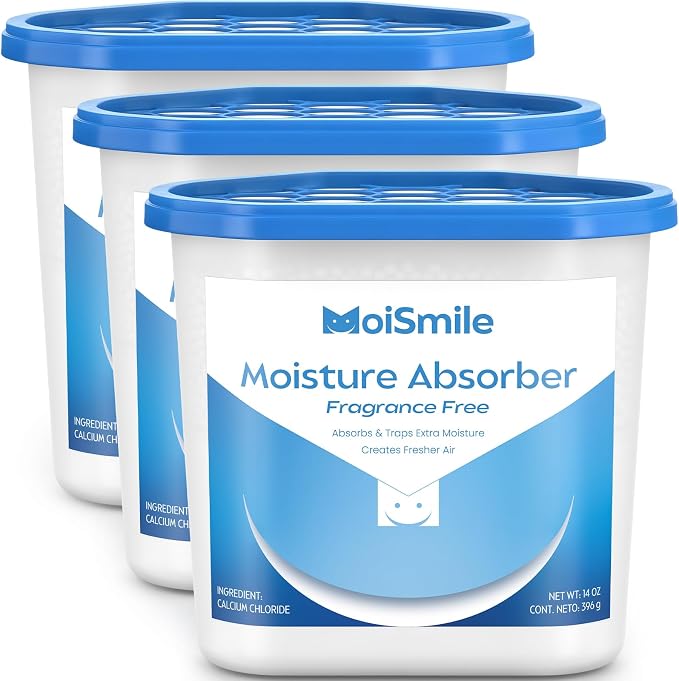 Large Moisture Absorber Buckets, 14 oz Each, Fragrance Free, 3 Pack | 14 oz Net by MoistureAbsorbers