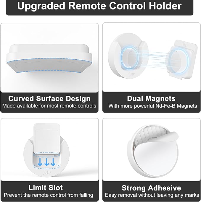 YYILIS Magnetic Remote Control Holder Wall Mount, 4 Pack Upgrade Remote Control - Image 3