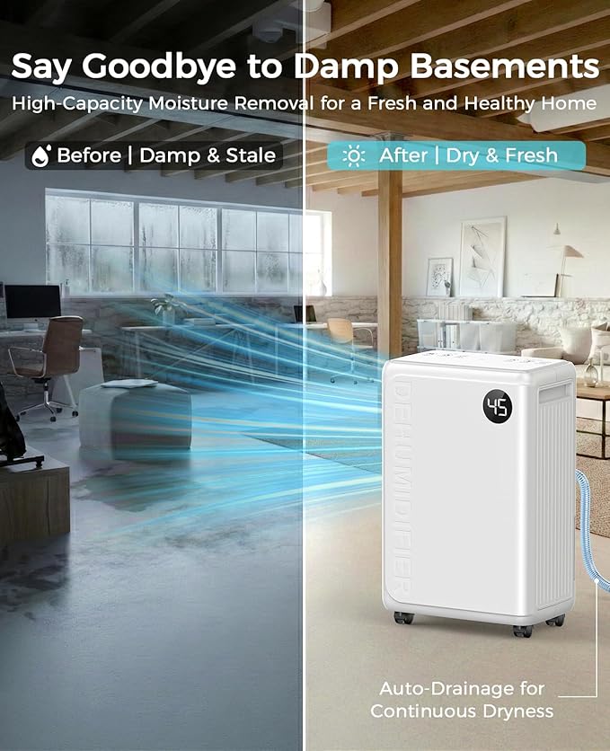PLUSCENT 32 Pint Dehumidifier for Basement, 2500 sq.ft Dehumidifiers for Home - Image 3