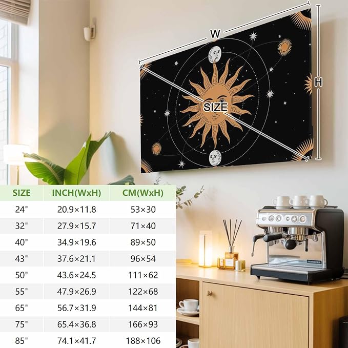 Astrology Tarot Bohemian Sun Indoor TV Cover, Elastic TV Screen Protector - Image 3