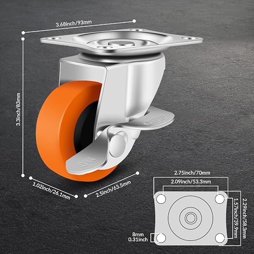 Caster Wheels, 2.5 Inch Casters Set of 16, Heavy Duty Casters - Image 2