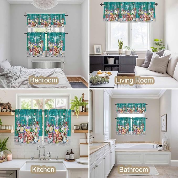 Spring Flowers Kitchen Curtains Set 3 Piece - Image 4