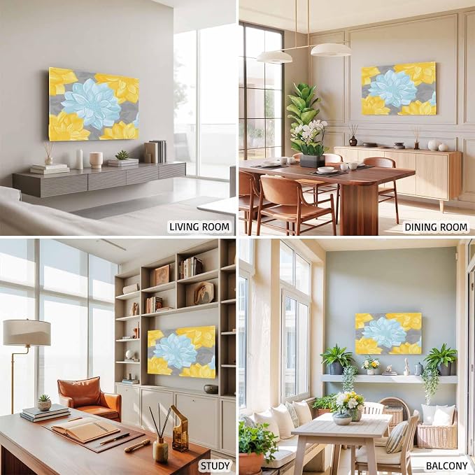 Blue Yellow Floral Abstract Style Indoor TV Cover, Elastic TV Screen Protector - Image 5