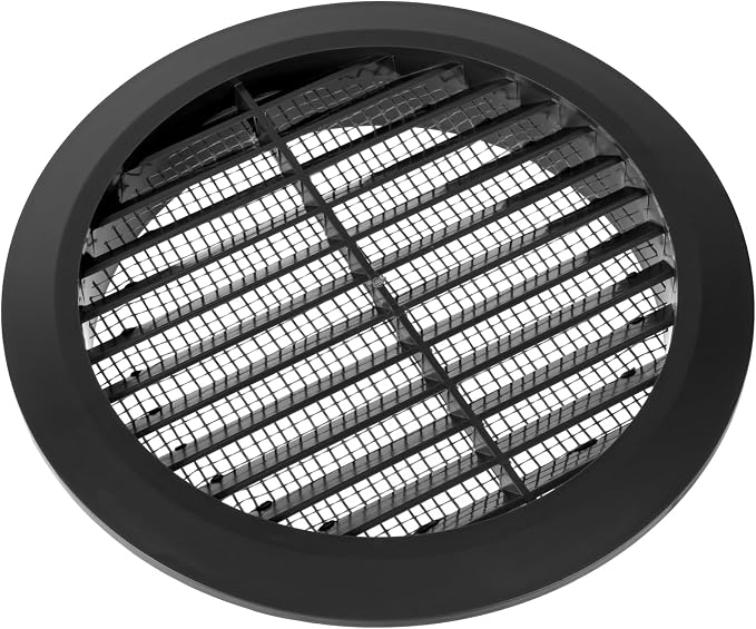 5" Inch Black Plastic Round Ventilation Grille - Image 4