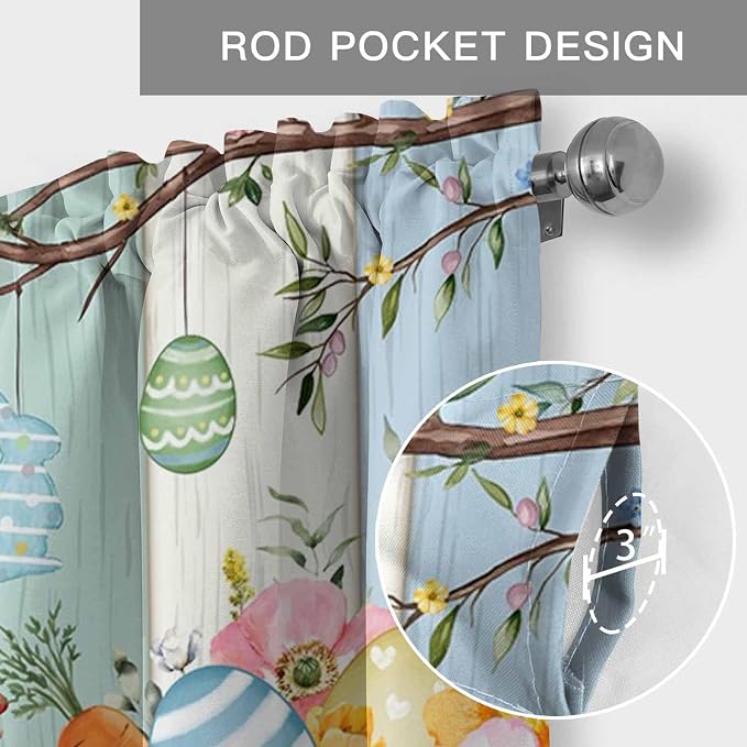 Easter Curtain Valances for Windows, Kitchen Valance Window Treatment, Spring - Image 5