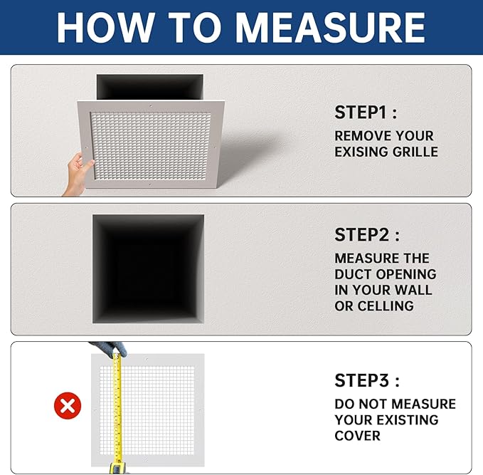 Return Air Grille Fits 12'' x 12'' Duct Opening, Aluminum Eggcrate Return - Image 4