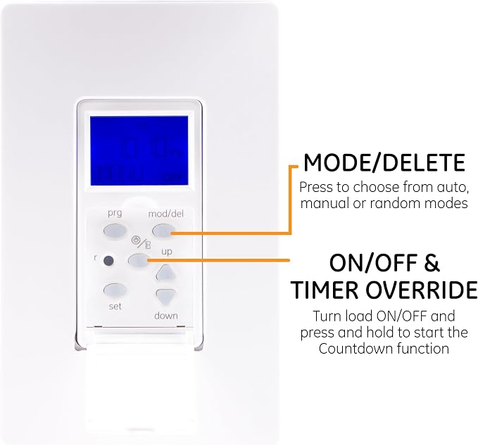 GE SunSmart 7-Day In-Wall Digital Timer Switch, Auto Sunrise/Sunset, Weekly - Image 3
