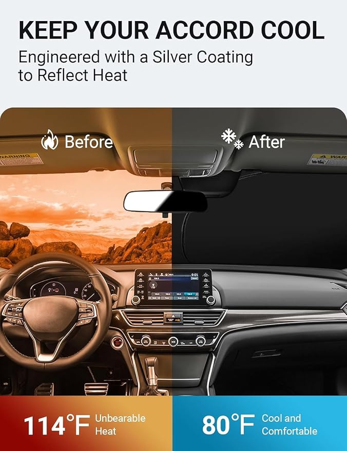 Proadsy 2026 Upgrade Front Windshield Sun Shade Foldable Sunshade Protector - Image 3